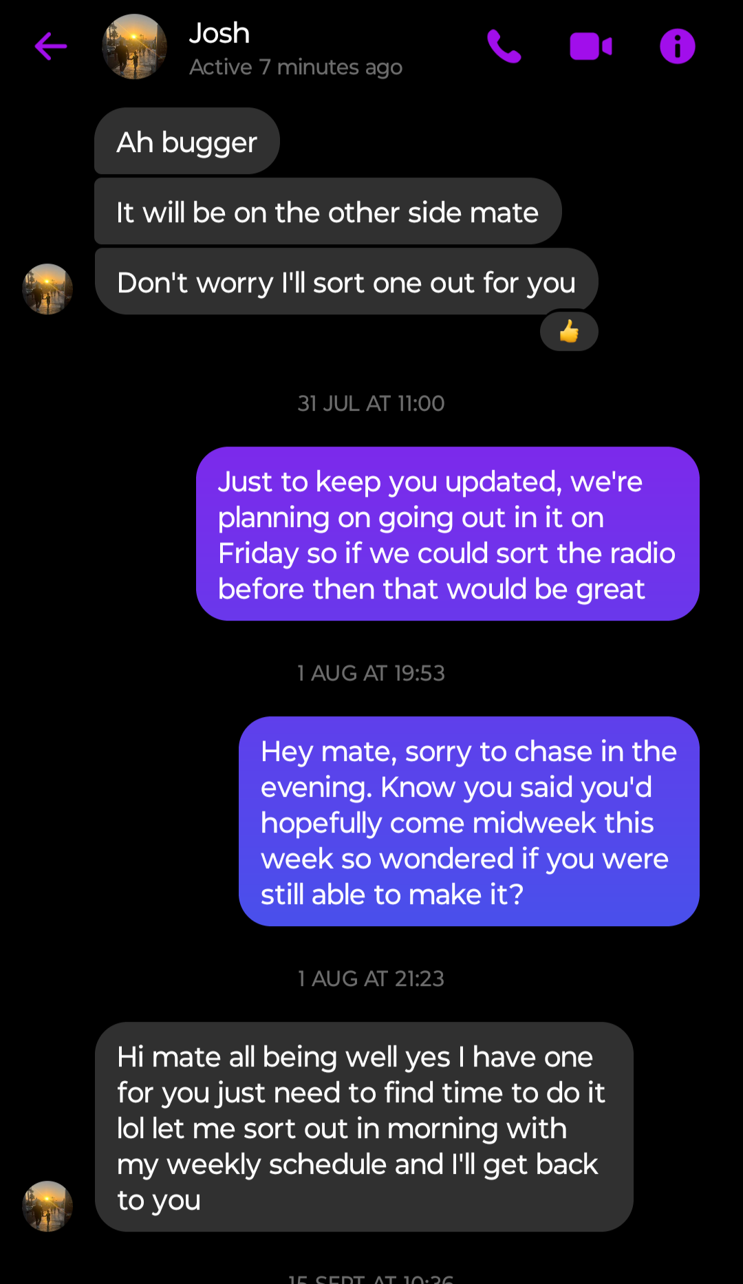 Josh radio message 2